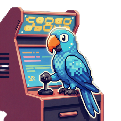 Papagei Martin am Arcade-Automaten